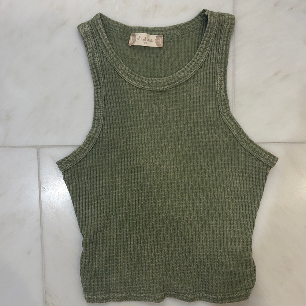 Altar'd State Olive Green Ribbed Tank Top